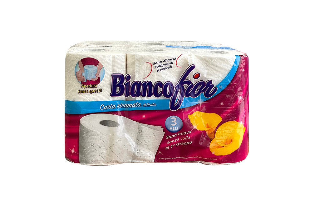 BIANCOFIOR carta igienica 12 rotoli 3veli x6